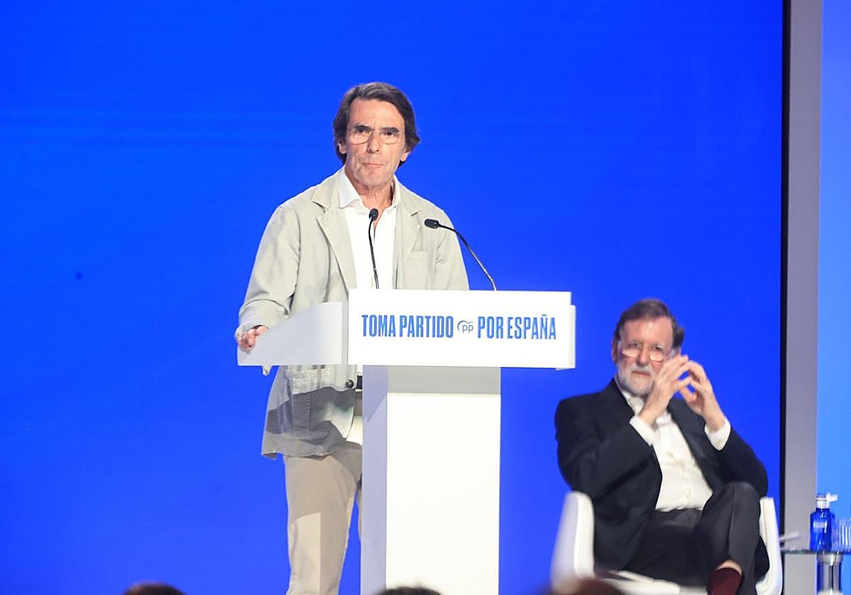 José María Aznar, expresidente del Gobierno, durante el congreso nacional del PP