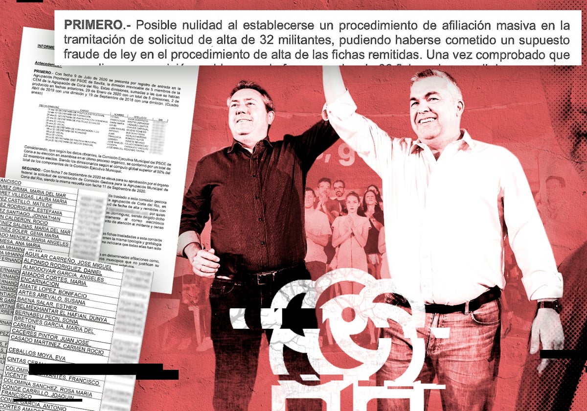 Juan Espadas y Santos Cerdán tras la victoria del sevillano en las primarias de PSOE-A en 2021