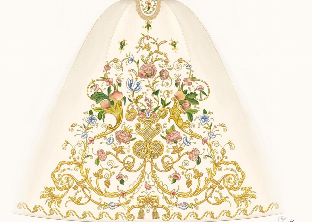 Diseño de la saya que los devotos ofrecerán a la Virgen del Socorro en septiembre