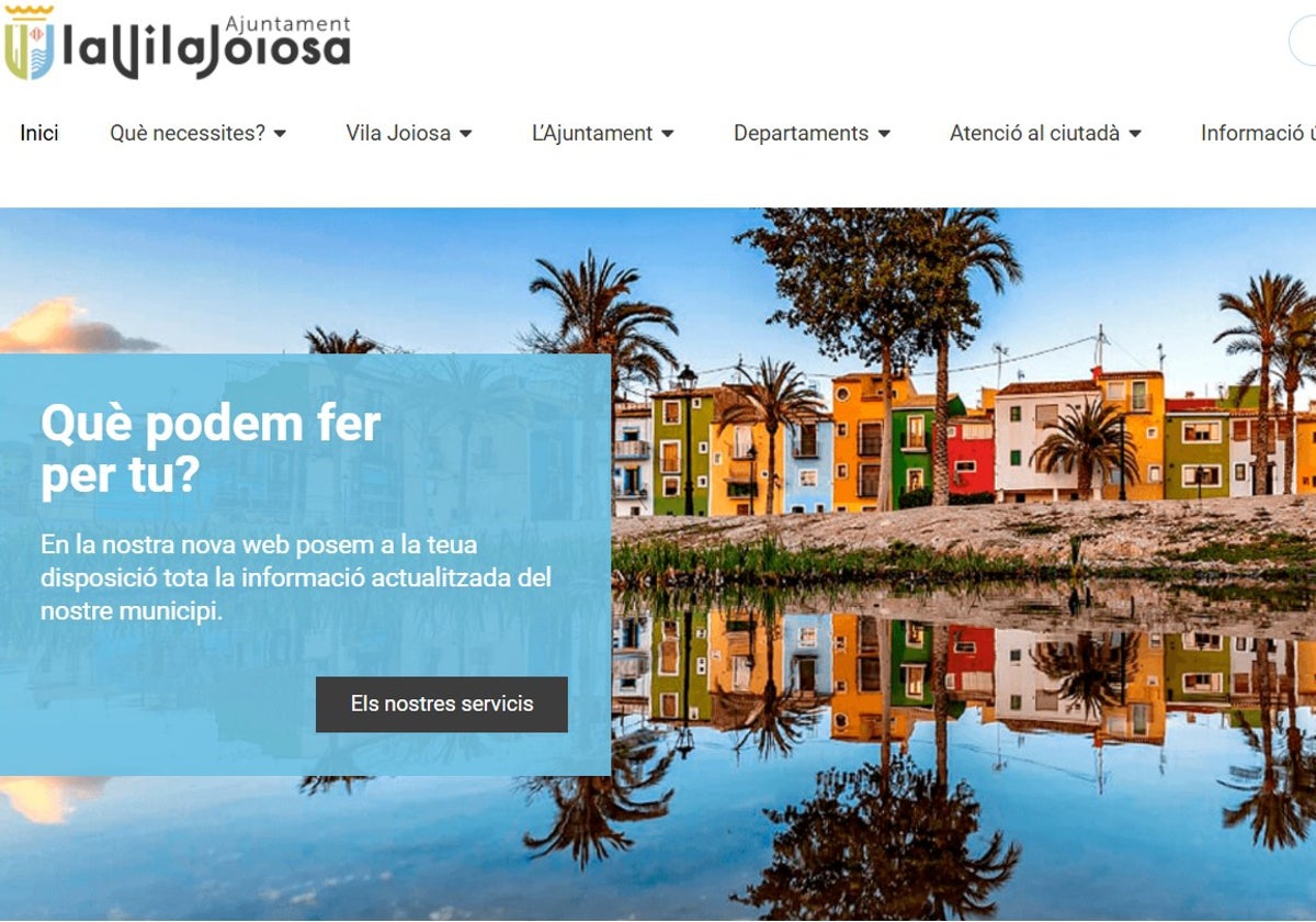 Acceso principal a la web municipal del Ayuntamiento de Villajoyosa (Alicante)