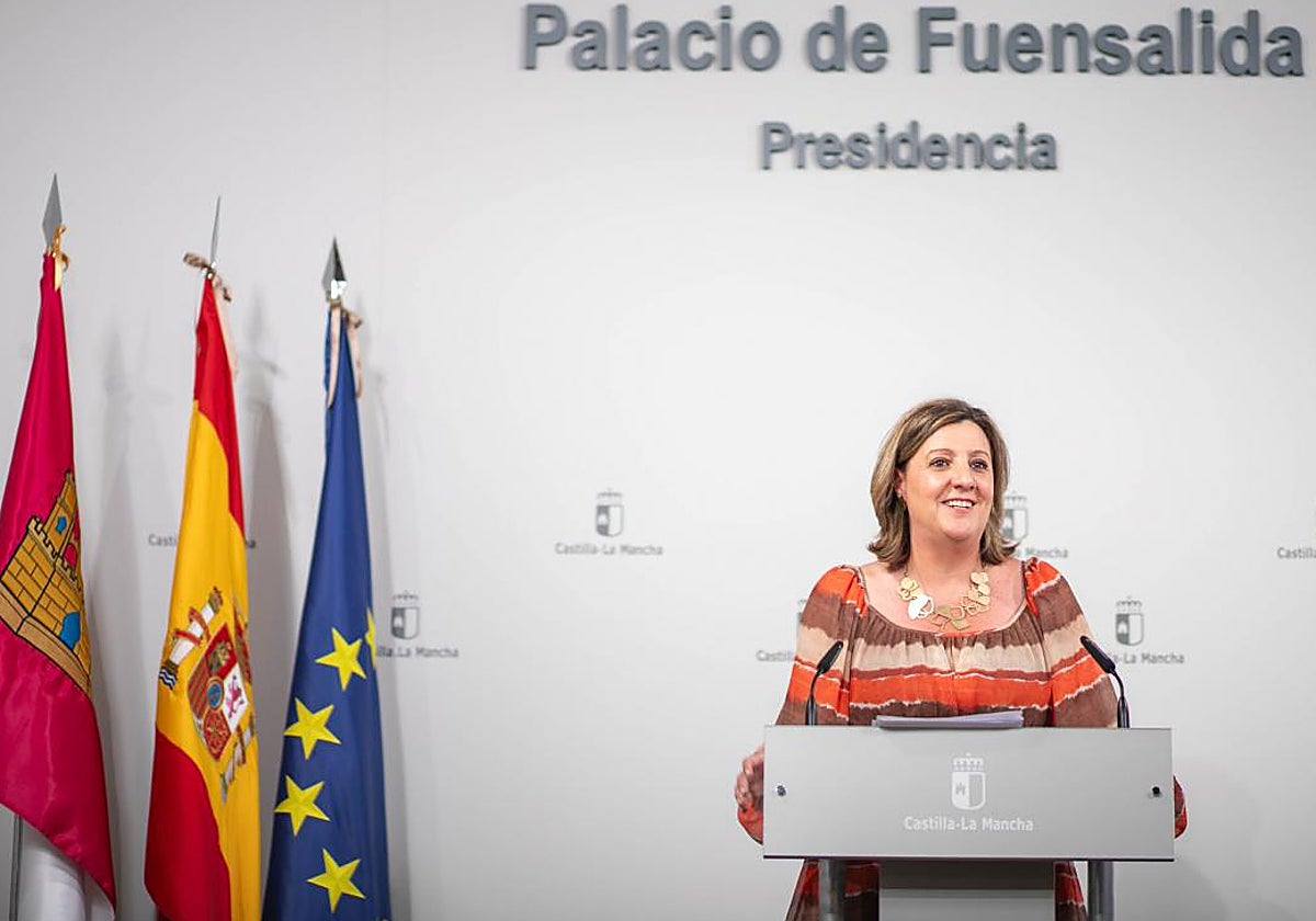 Patricia Franco durante la rueda de prensa en el Palacio de Fuensalida