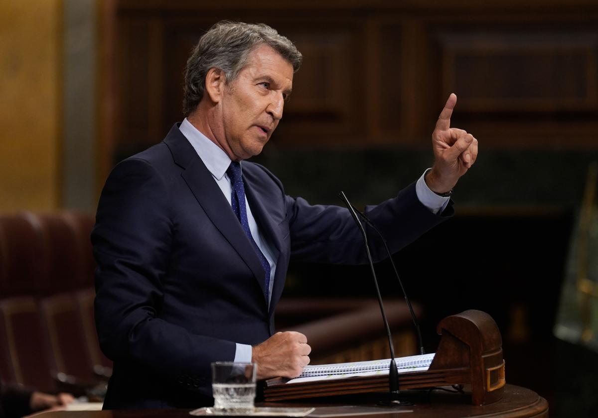 Alberto Núñez Feijóo, este jueves en el Congreso de los Diputados