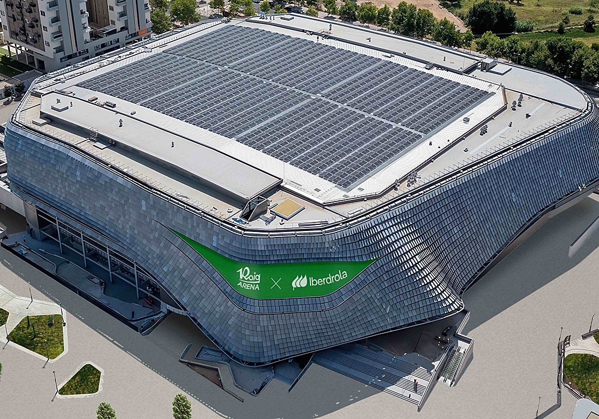 Imagen de la planta fotovoltaica del Roig Arena
