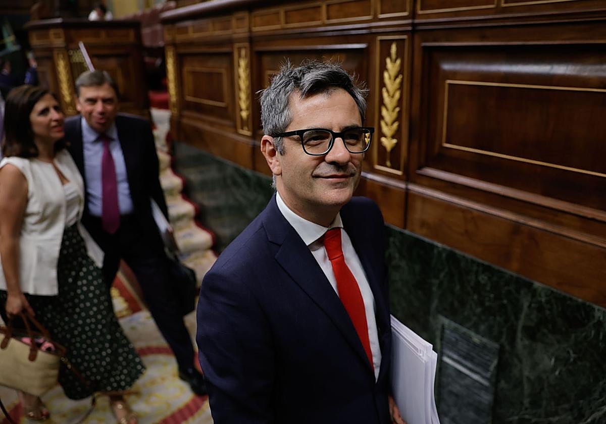 Félix Bolaños, en el pleno del Congreso del pasado miércoles