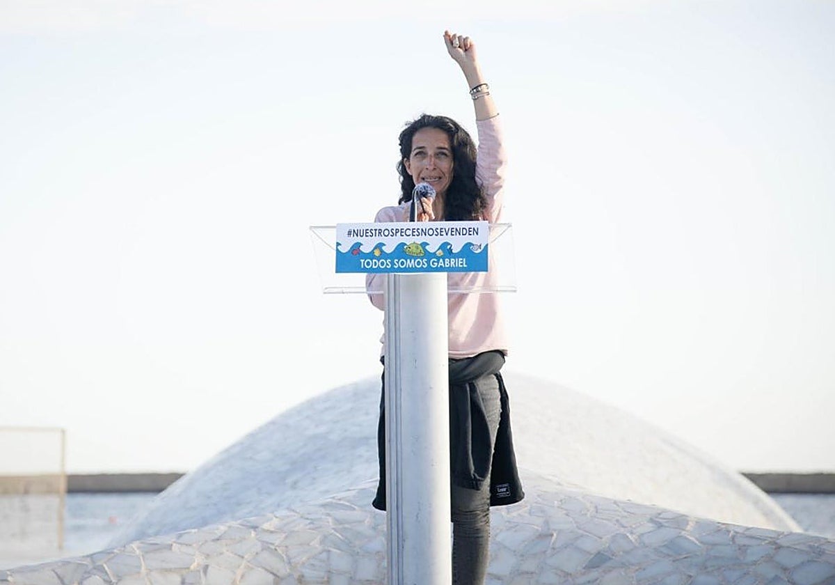 Patricia Ramírez durante un acto en Almería para reclamar la protección de la imagen de su hijo