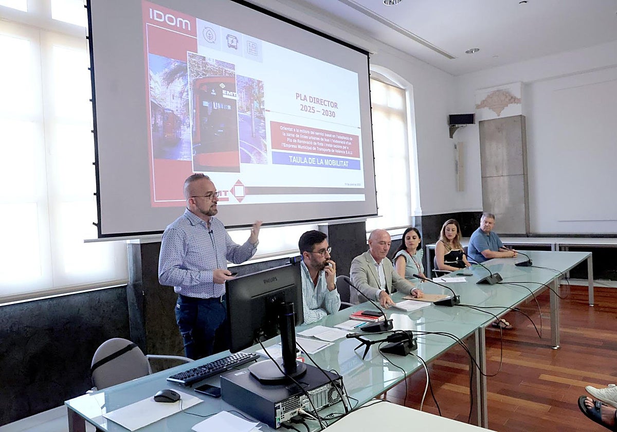 Imagen de la presentación del Plan Director de la EMT a la Mesa de Movilidad