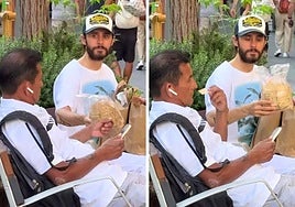 Jared Leto ofrece pan a un vecino de Barcelona y la reacción del hombre se hace viral: «El sueño de muchas personas»