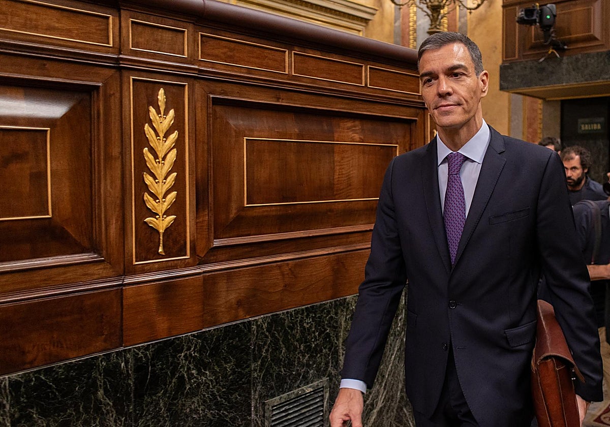 Pedro Sánchez, durante su última comparecencia en el pleno del Congreso