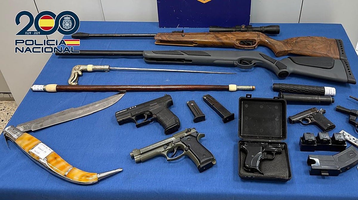 Imagen de las armas intervenidas a una banda de narcotraficantes de cocaína en Valencia