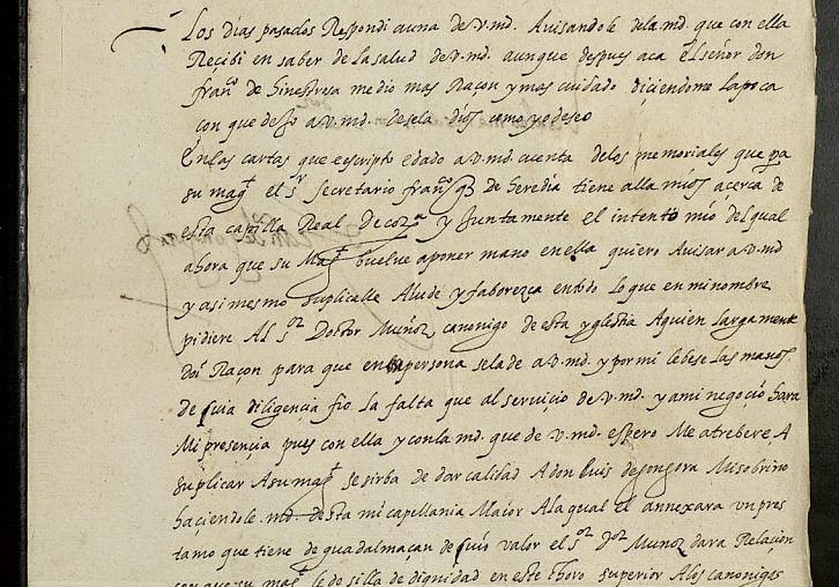 Carta escrita por Luis de Góngora con la firma de su tío Francisco