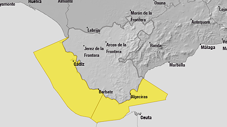 Aviso amarillo por viento en Cádiz