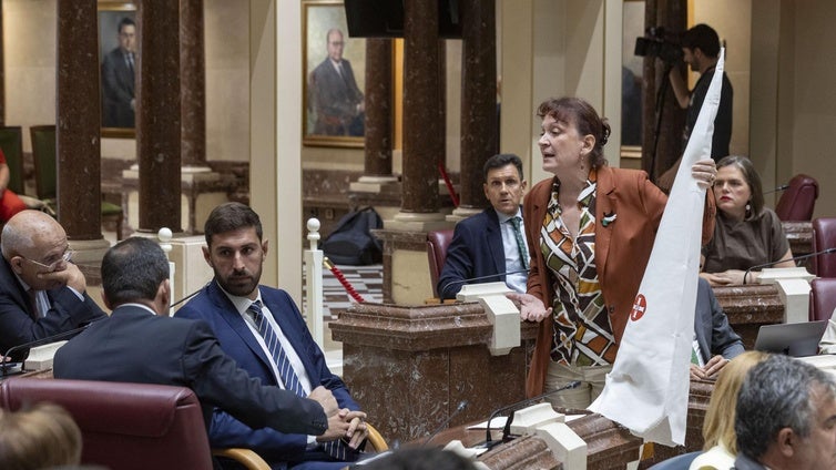 Vox se querella contra una diputada de Podemos Murcia que entregó a su presidente provincial un capirote similar a los del Ku Klux Klan