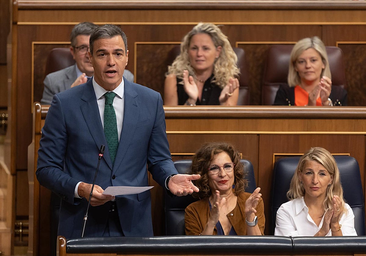 El presidente del Gobierno, Pedro Sánchez, durante una sesión de control al Gobierno, en el Congreso
