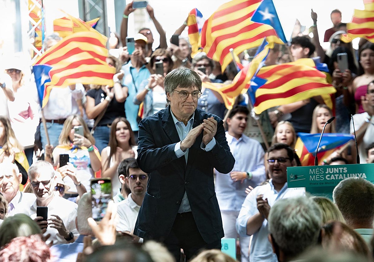 Puigdemont, durante el acto de ayer domingo en Prats de Molló
