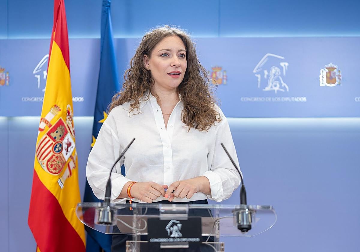 Ester Muñoz, portavoz del PP en el Congreso, durante la rueda de prensa de este martes
