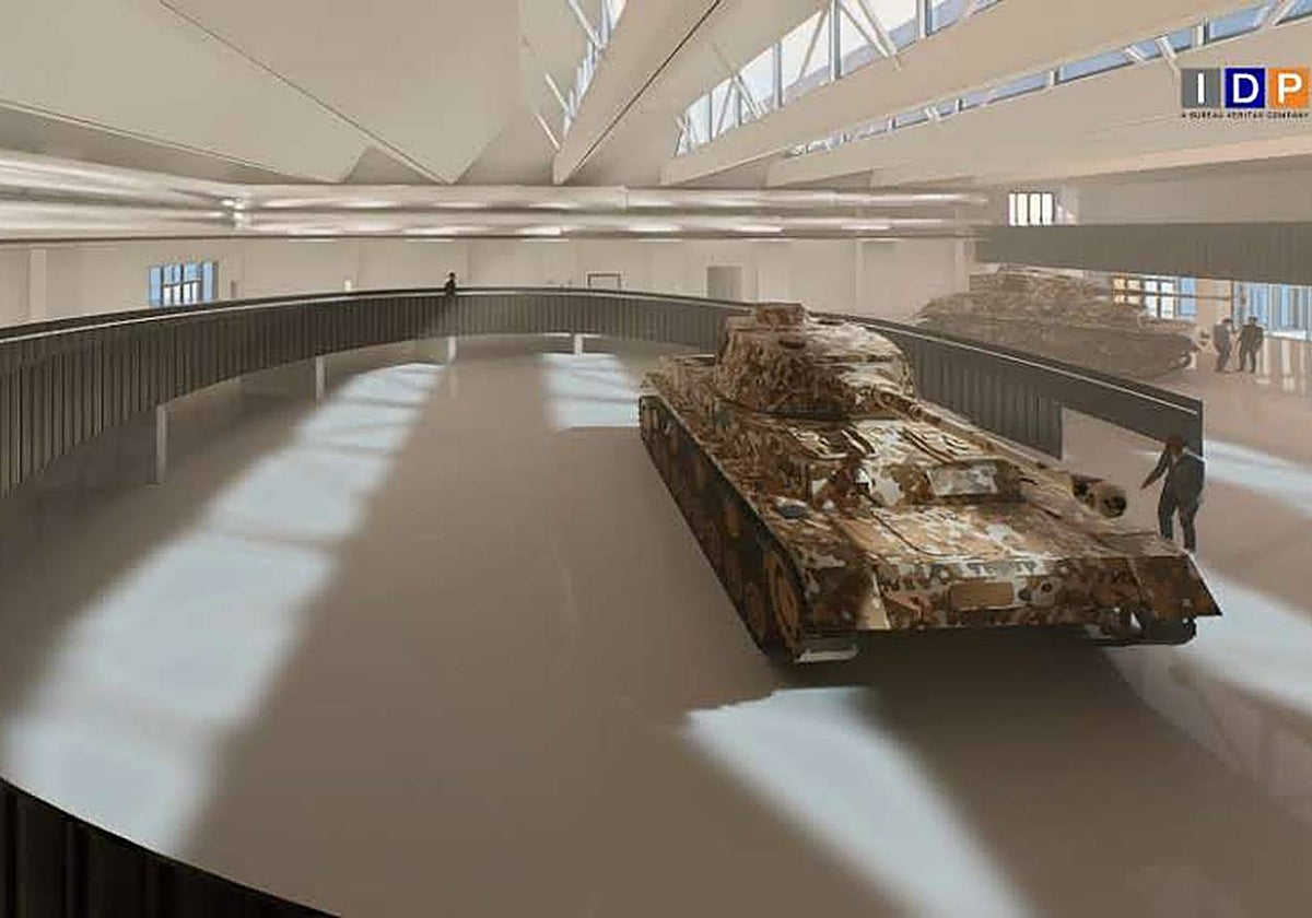 Imagen de un carro de combate en el interior de la Base Logística de Córdoba