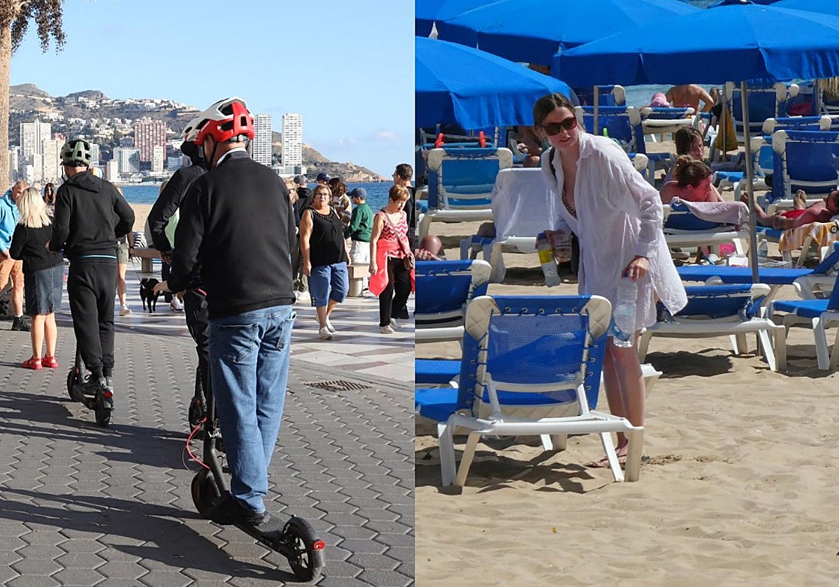Turistas en Benidorm en diciembre y en junio, durante la temporada baja y media