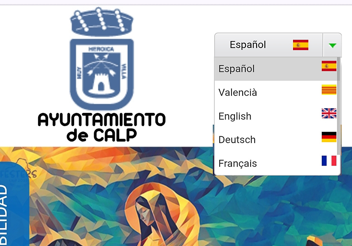 Post en Instagram difundido por el Ayuntamiento de Calpe (Alicante) con la bandera catalana para elegir la lengua valenciana, según Lo Rat Penat