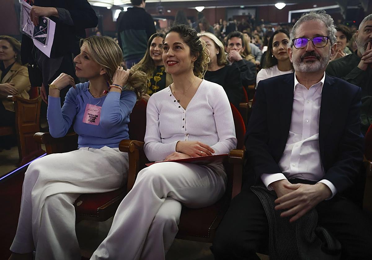 Yolanda Díaz, Lara Hernández y Carlos Martín Urriza, en una imagen de archivo