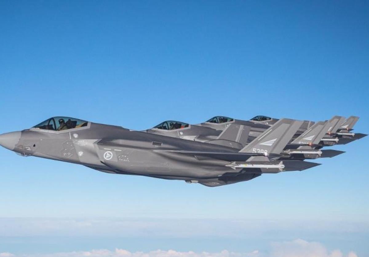 Aviones de combate tipo F-35 estadounidenses, que forman parte de las Fuerzas Aéreas noruegas