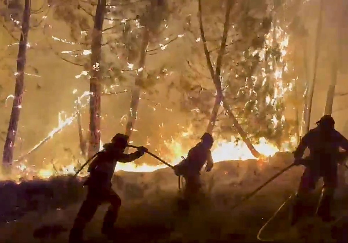 Captura de vídeo de la UME de un Incendio en la provincia de León