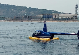 La nave accidentada, con los flotadores desplegados