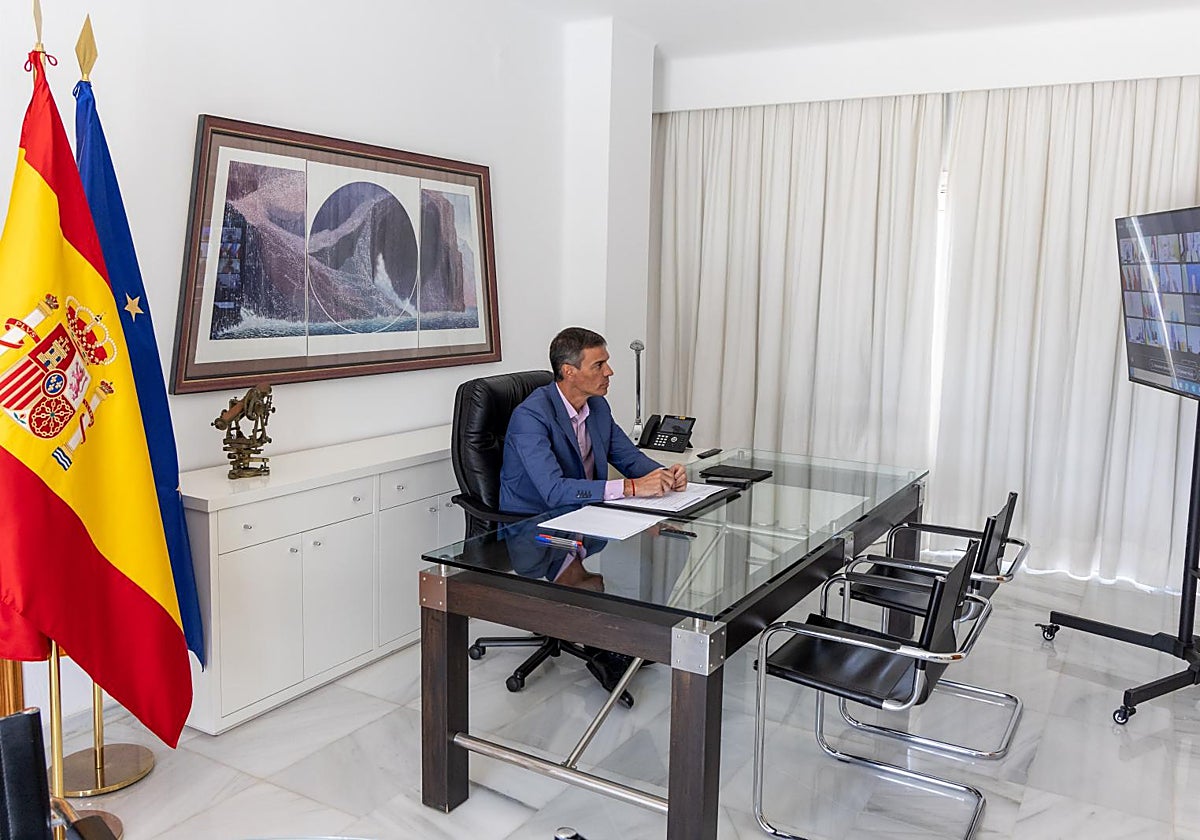 Sánchez en la última reunión de líderes de la Coalición de Voluntarios por Ucrania