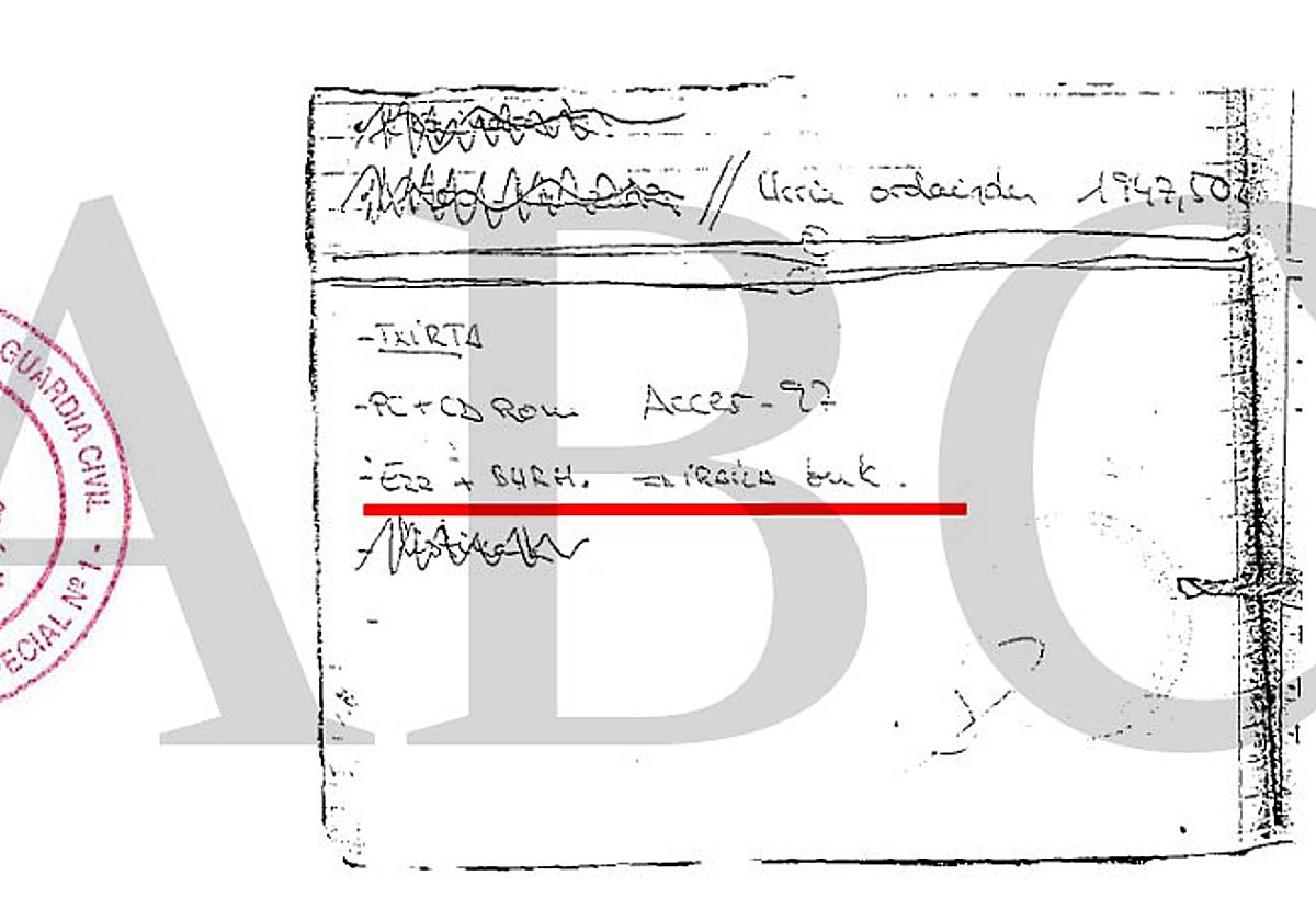 Nota manuscrita vinculada a Ainhoa Múgica