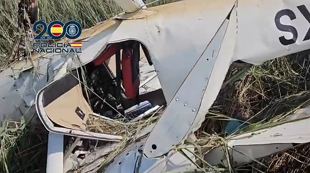 Imagen de la avioneta tras estrellarse en Benicàssim