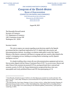 Imagen - Carta firmada por Gus M. Bilirakis y Richard Hudson