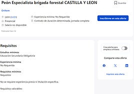 Polémica en Castilla y León tras la oferta de una empresa para contratar peones  sin experiencia ni titulación para el operativo contraincendios