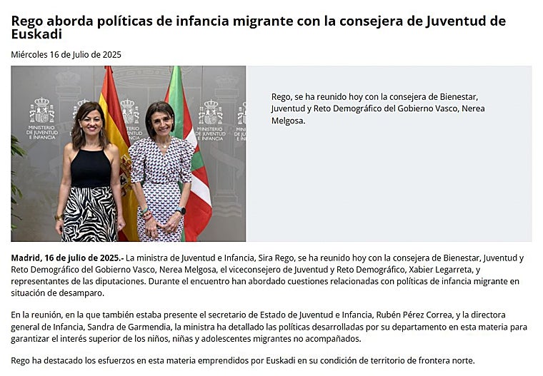 En el último párrafo, la web oficial del Ministerio reconoce la condición de País Vasco como territorio de Frontera Norte.