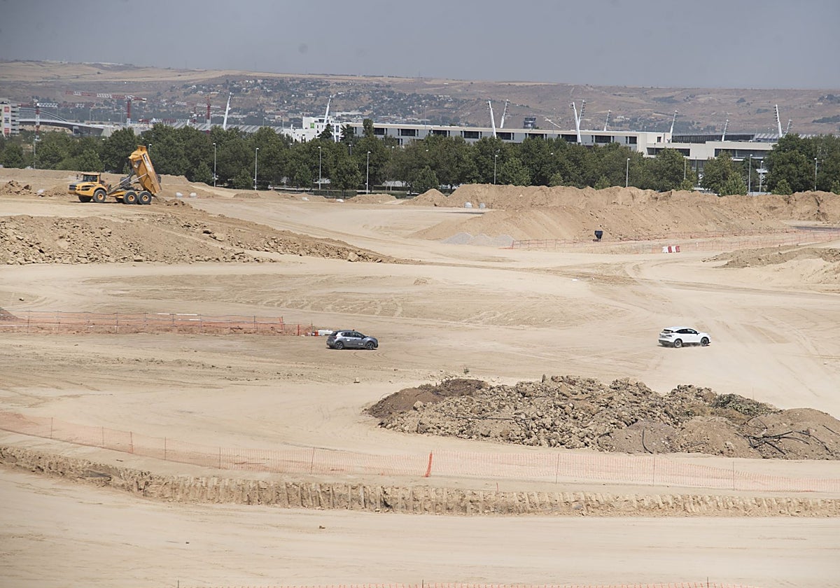 Trabajos para construir el circuito de Formula 1 del Gran Premio de Madrid, en ifema