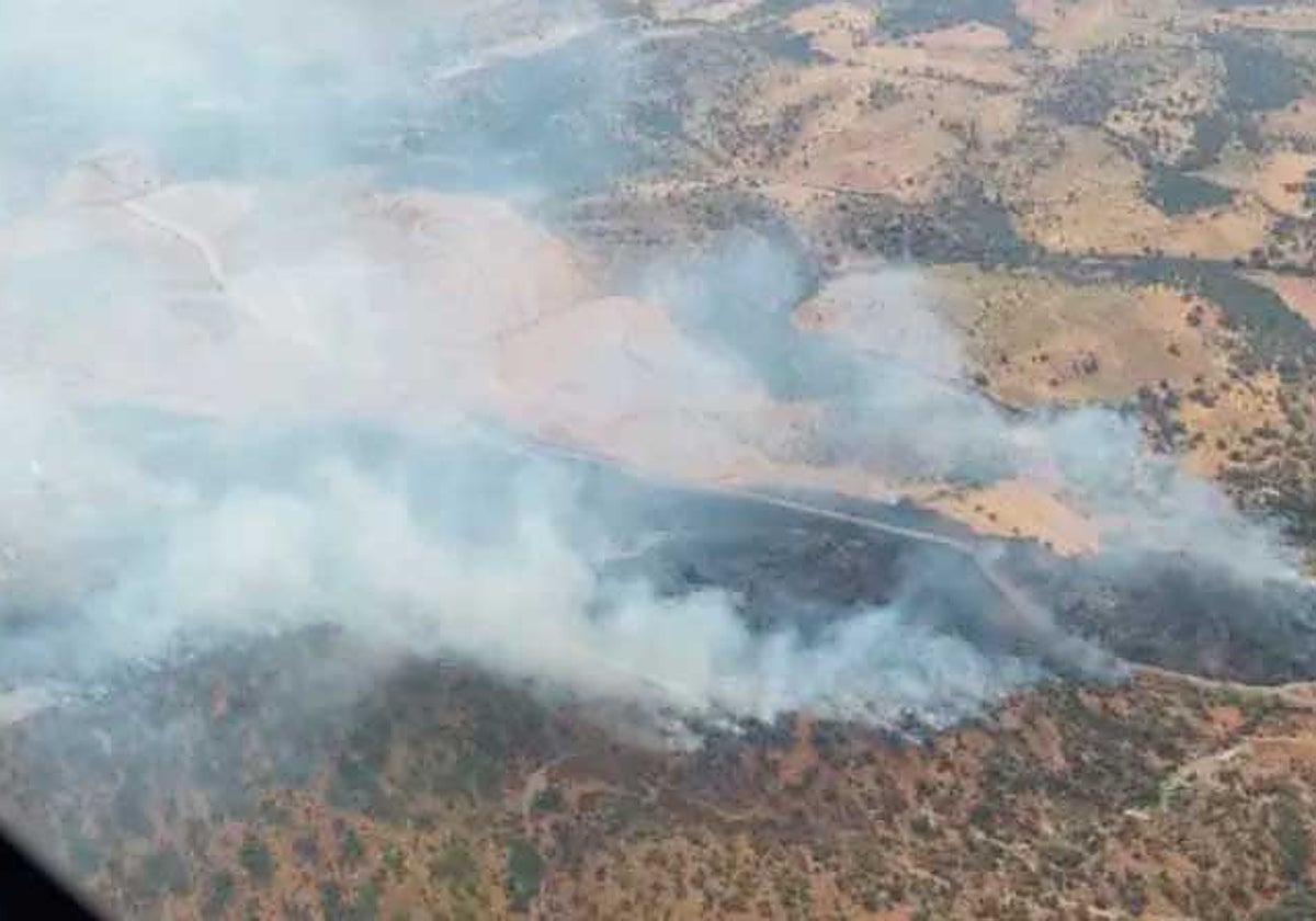 Una imagen del incendio que se declaró en Navalmoralejo (Toledo)