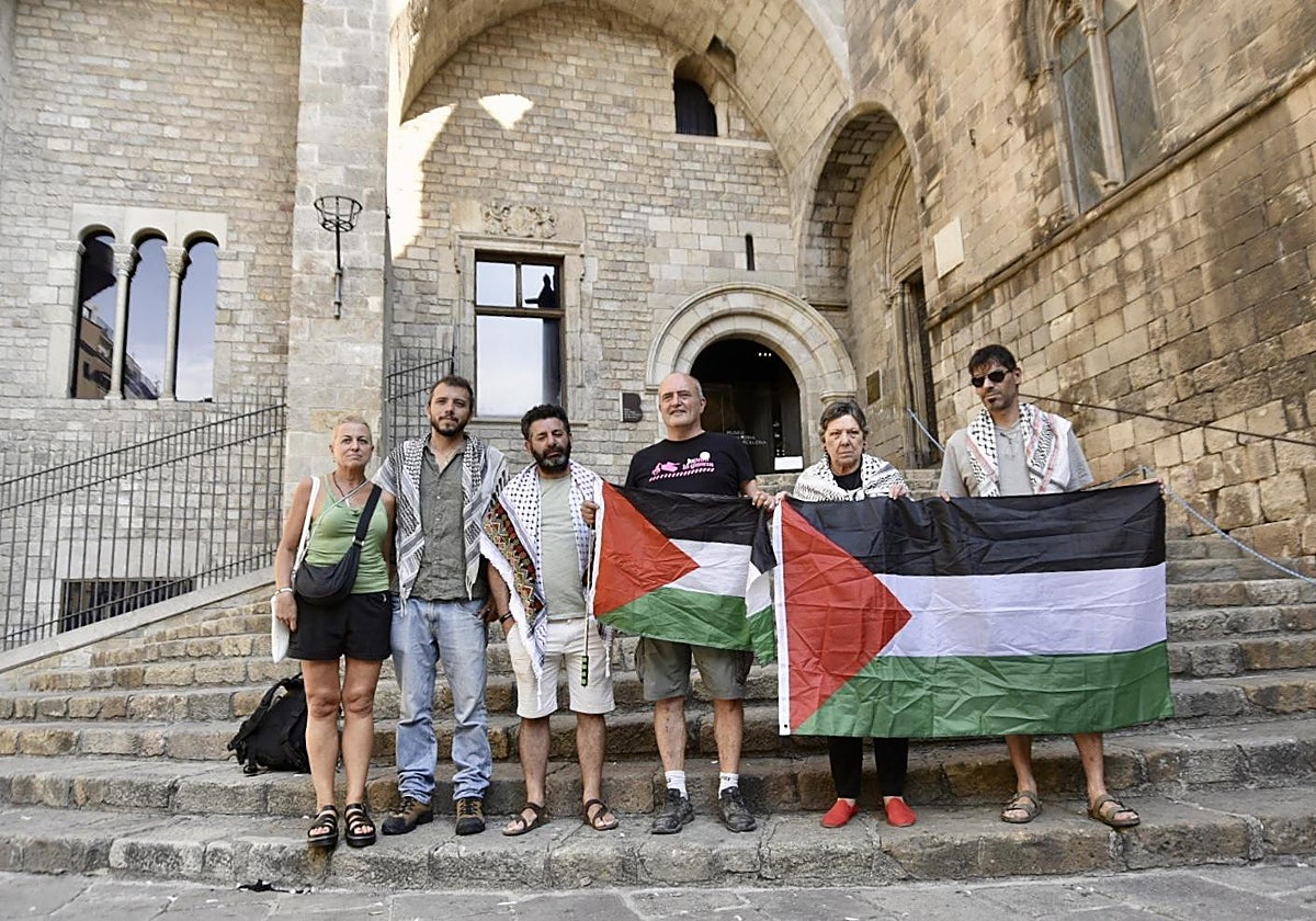Presentación de la flotilla hacia Gaza, en Barcelona