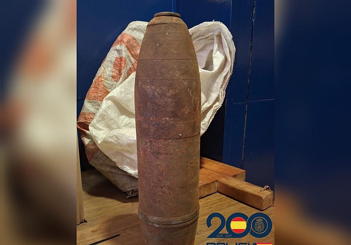 Proyectil de artillería localizado en un establecimiento comercial de Valladolid