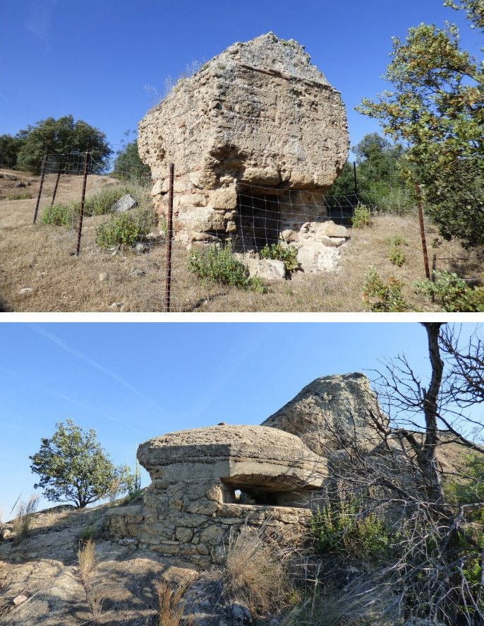 Junto a los restos del palacio, dentro del campo de maniobras, se conserva el llamado Horno de Vidrio, un elemento del sistema romano de abastecimiento de agua a Toledo. De la guerra civil, también existen vestigios de trincheras y alguna fortificación para ametralladoras (Fotos Rafael del Cerro, 2019)