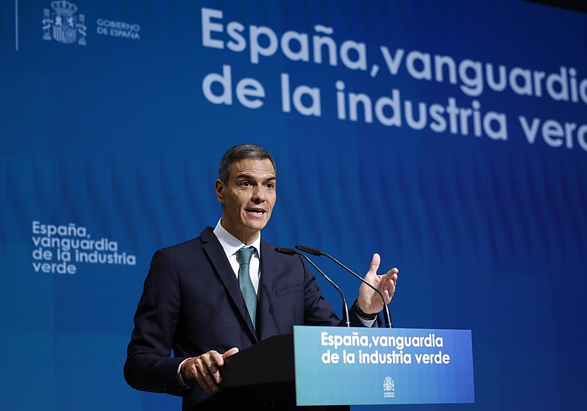 El presidente del Gobierno, Pedro Sánchez, en la jornada 'España vanguardia de la industria verde'