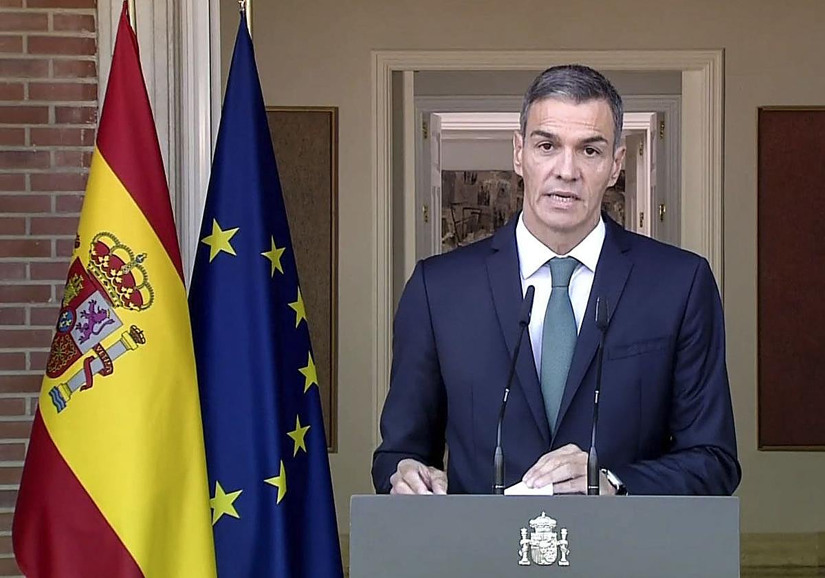 Pedro Sánchez, durante su comparencencia de este lunes