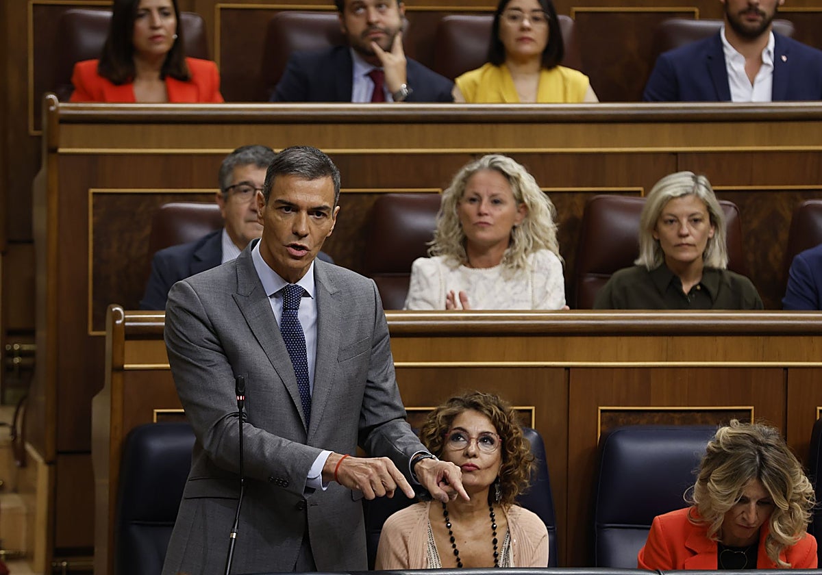 El presidente del Gobierno, Pedro Sánchez, durante la sesión de control al Ejecutivo