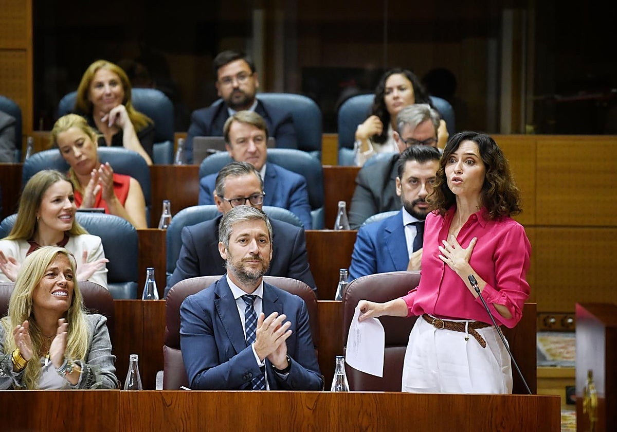 Isabel Díaz Ayuso, en el Pleno de la Asamblea de Madrid este jueves