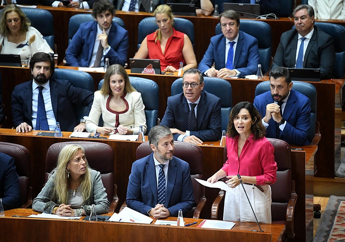 Isabel Díaz Ayuso, durante el Pleno de la Asamblea de Madrid