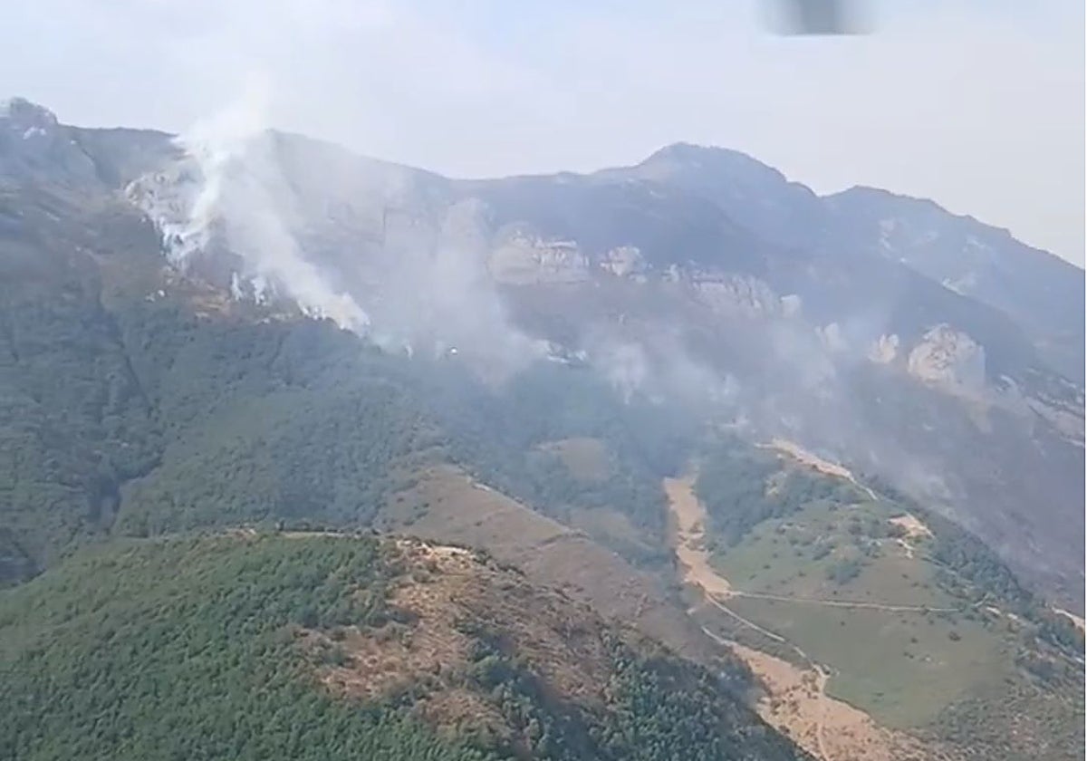 Vista aérea del incendio de Pendillas de Arbás (León)