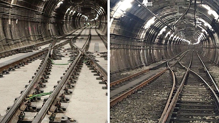 Las vías renovadas y el balasto -el suelo de piedra- han sido sustituidos y renovados (la nueva versión, en la fotografía de la izquierda)