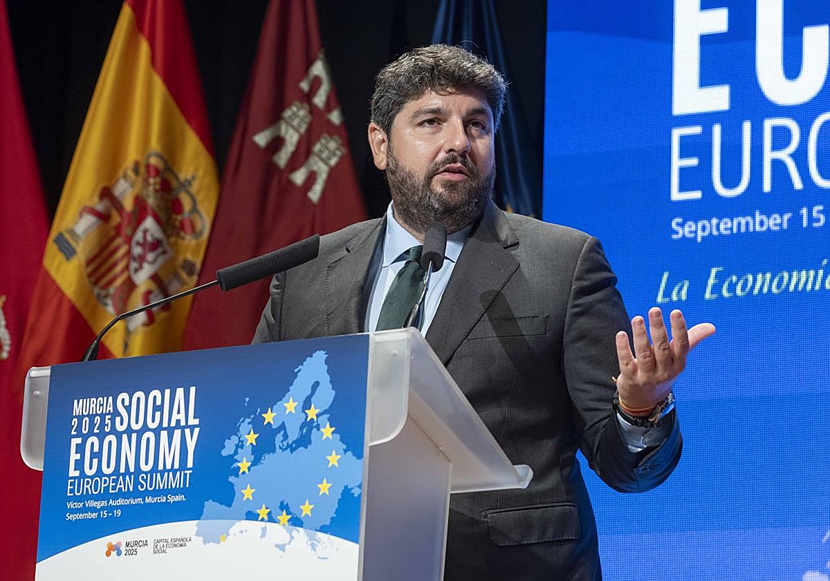 Fernando López Miras, presidente de la Región de Murcia, en un acto la semana pasada