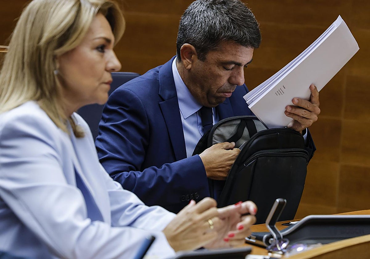 El presidente de la Generalitat valenciana, Carlos Mazón, durante el Debate de Política General