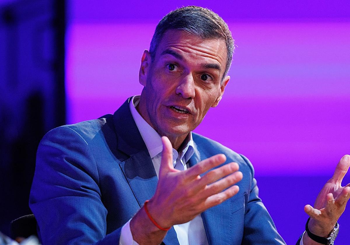 Pedro Sánchez, durante la mesa redonda en la que ha participado en Londres