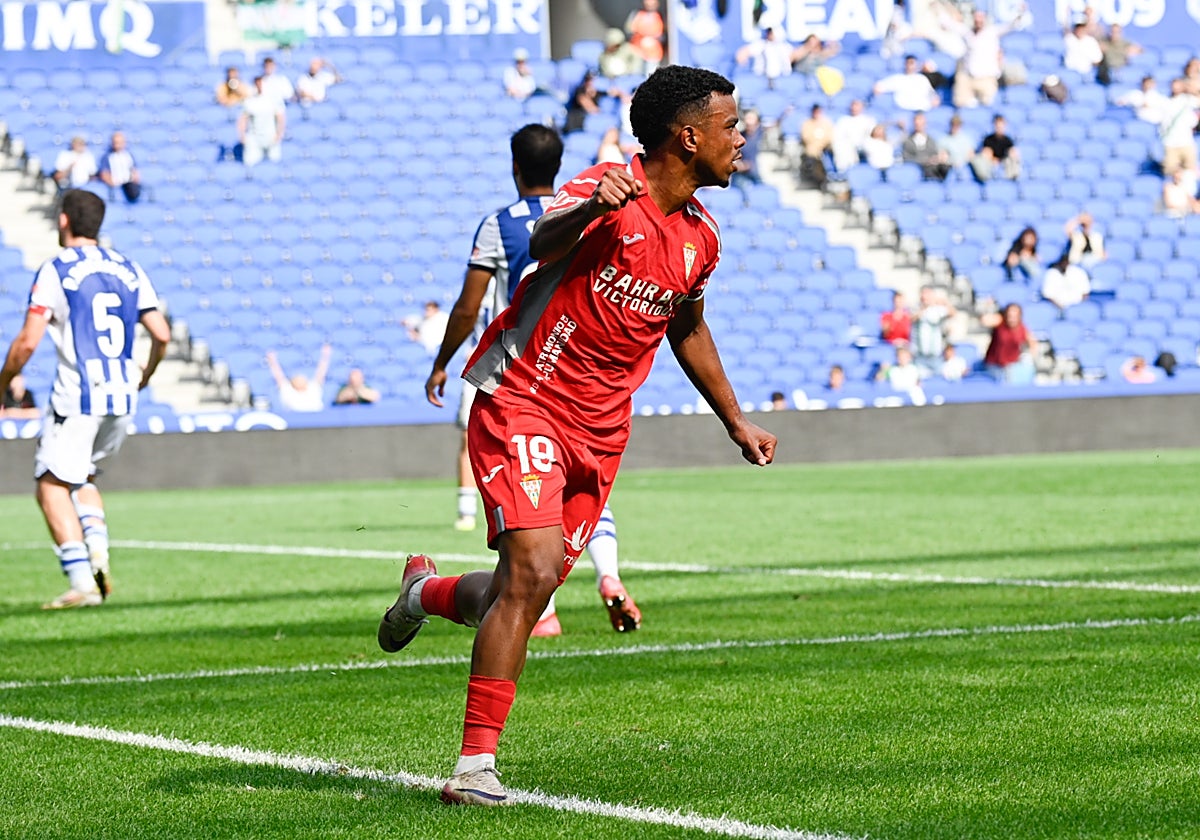 Dalisson durante la celebración de su tanto ante la Real Sociedad B