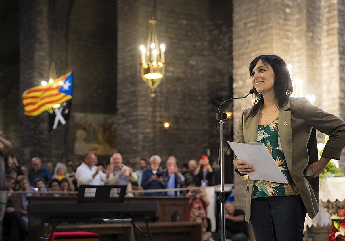 Sílvia Orriols, durante el acto institucional en Ripoll con motivo de la Diada