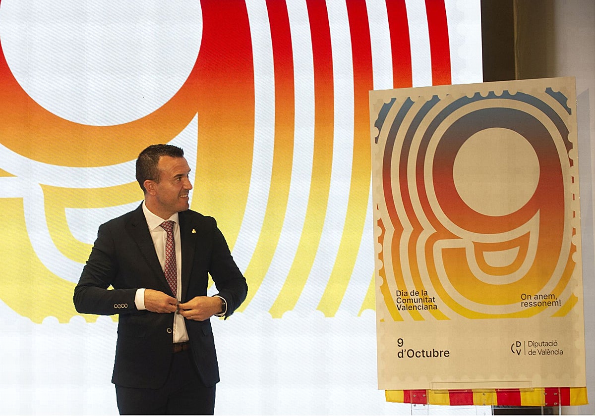 Imagen del presidente de la Diputación de Valencia, Vicent Mompó, durante la presentación de la campaña